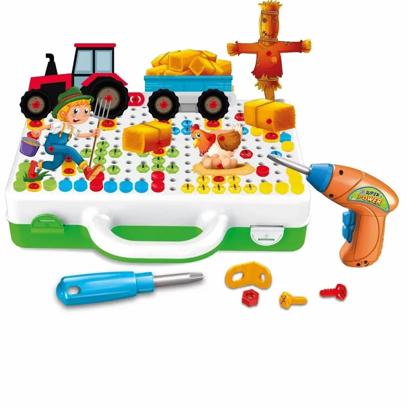 3D Stem Puzzle Toolbox With Driller - Farm Animals 1
