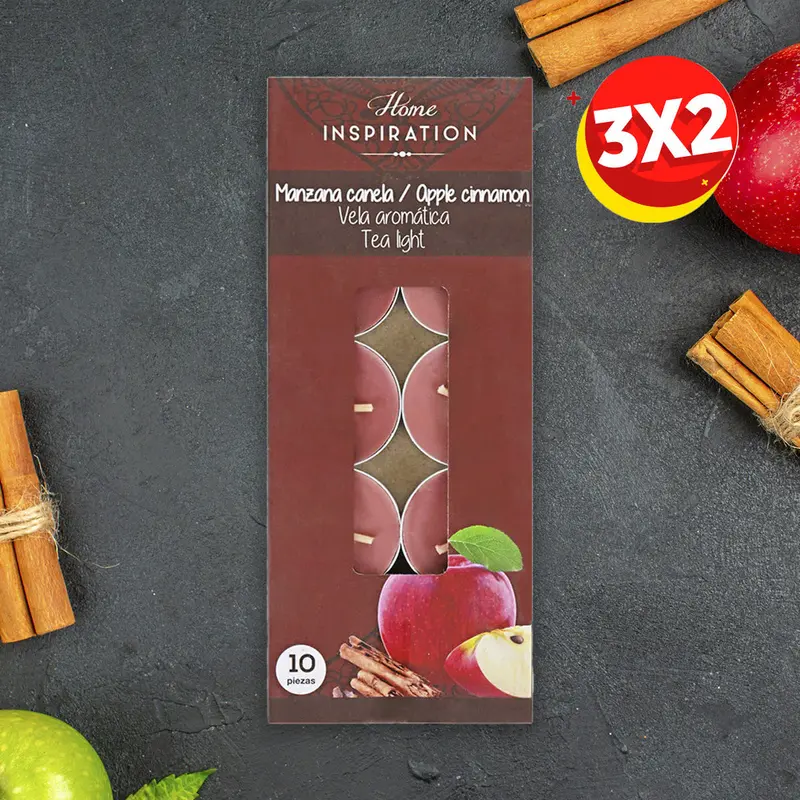 3X2 Velas Aromáticas Tea Light Manzana Canela 1