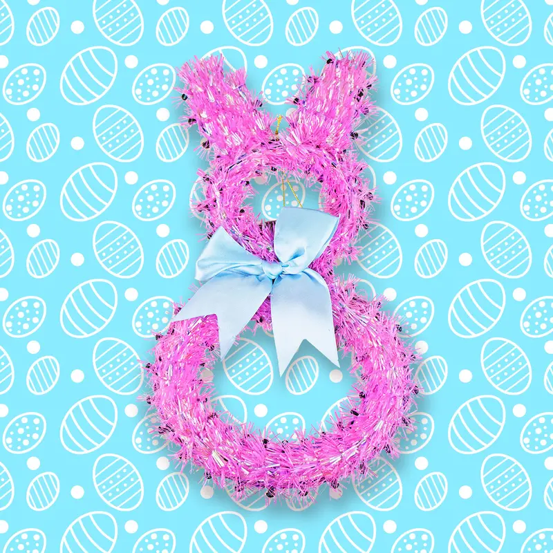 Adorable Conejo Rosa De Tinsel, Pascua 2