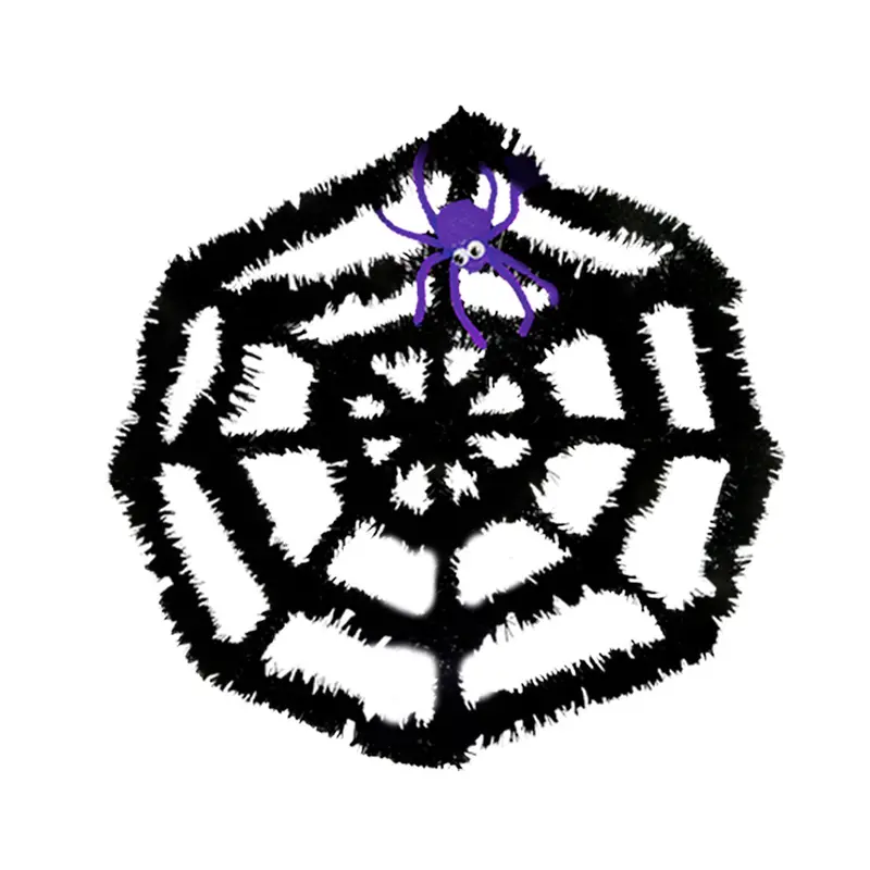 Adorno De Telaraña De Tinsel Con Araña Color Morado 2