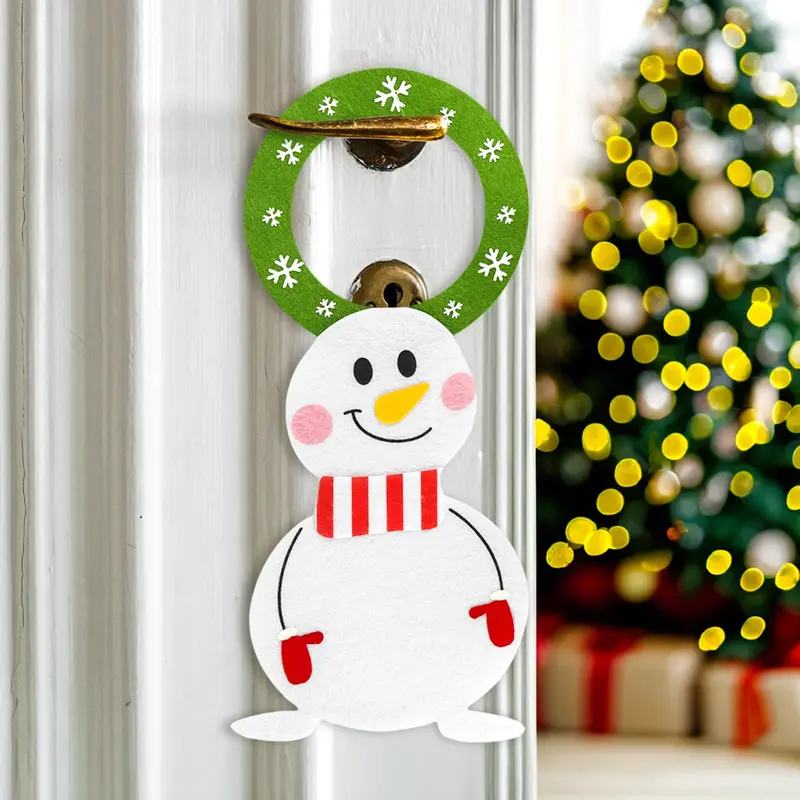 Adorno Navideño De Muñeco De Nieve Para Manija, Color Verde 1