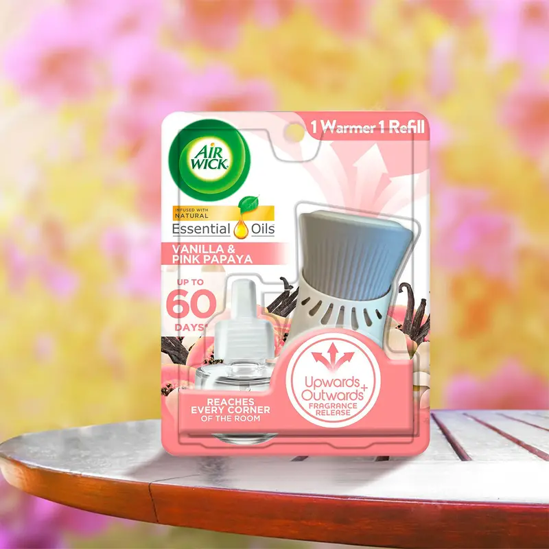 Air Wick Plug Aceites Perfumados, Mezcla De Vainilla Y Pink Papaya (Calentador + 1 Refil 0.67 Oz.) 1