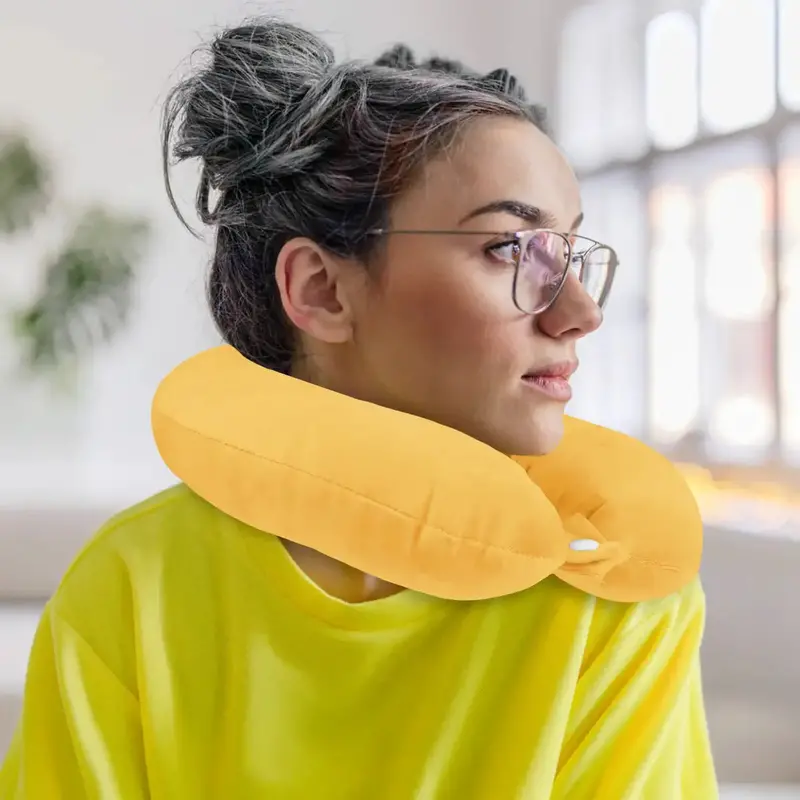 Almohada De Viaje, Color Amarillo, Ergonómica 1