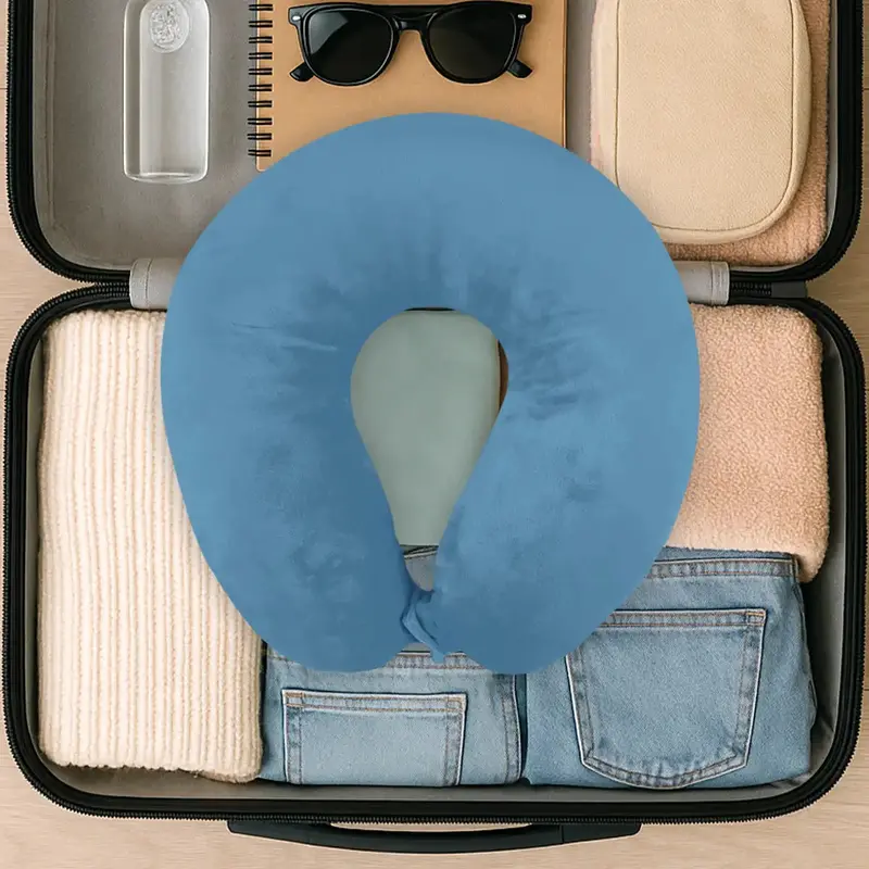 Almohada De Viaje, Color Azul, Ergonómica 2