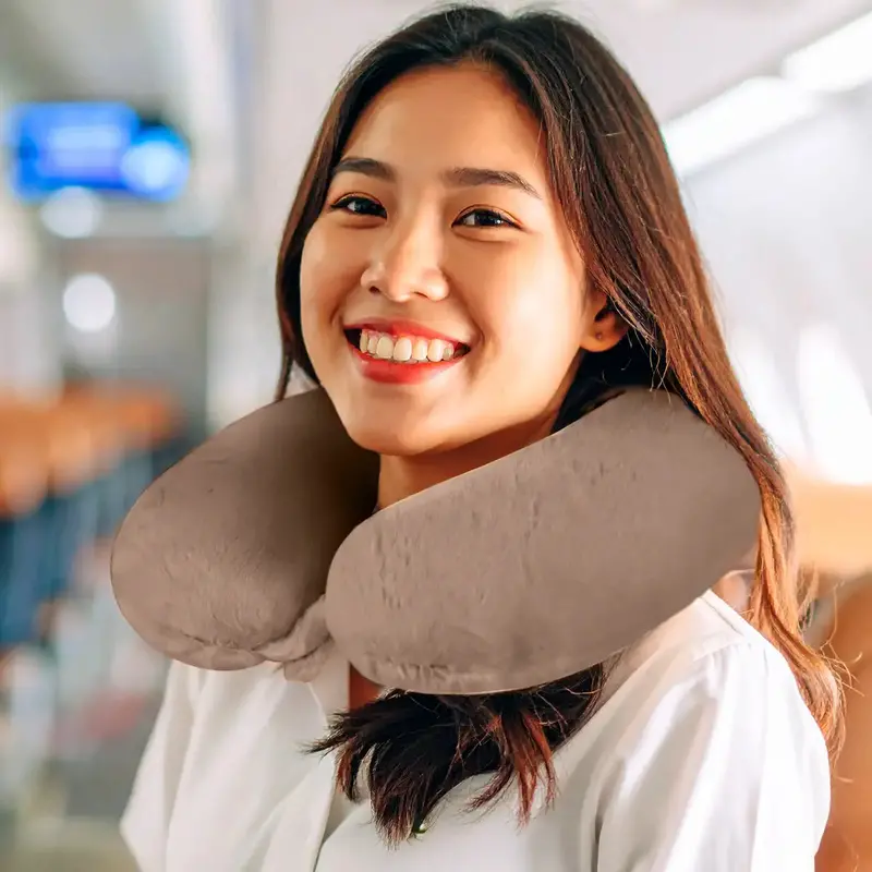Almohada De Viaje, Color Café, Ergonómica 1