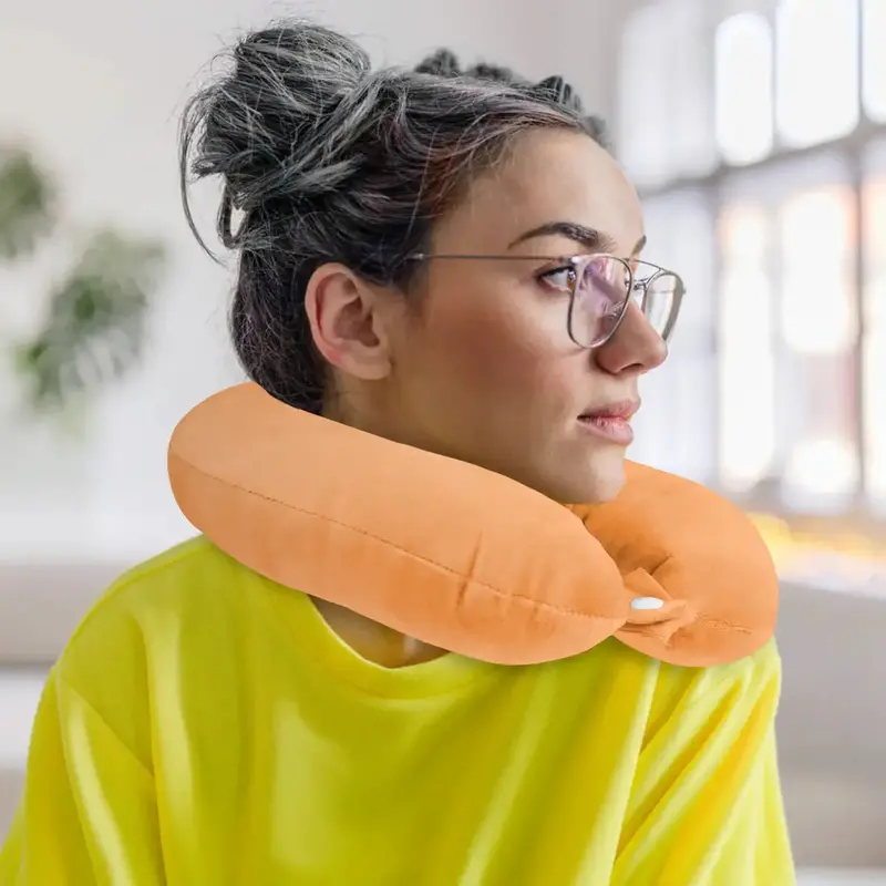Almohada De Viaje, Color Naranja, Ergonómica 1