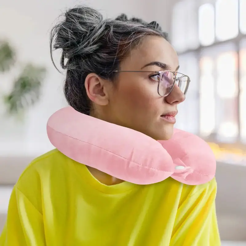 Almohada De Viaje, Color Rosa, Ergonómica 1
