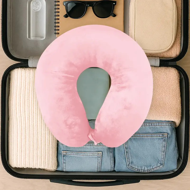 Almohada De Viaje, Color Rosa, Ergonómica 2