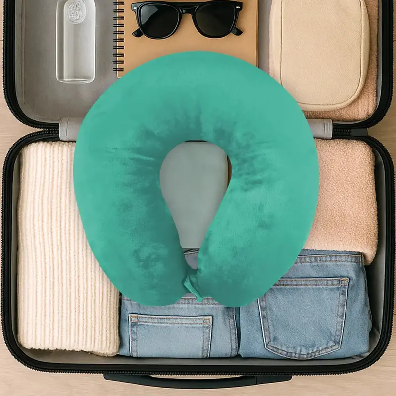 Almohada De Viaje, Color Verde, Ergonómica 2
