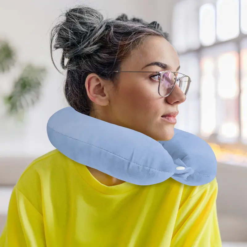 Almohada De Viaje Ergonómica, Color Azul Grisáceo 1