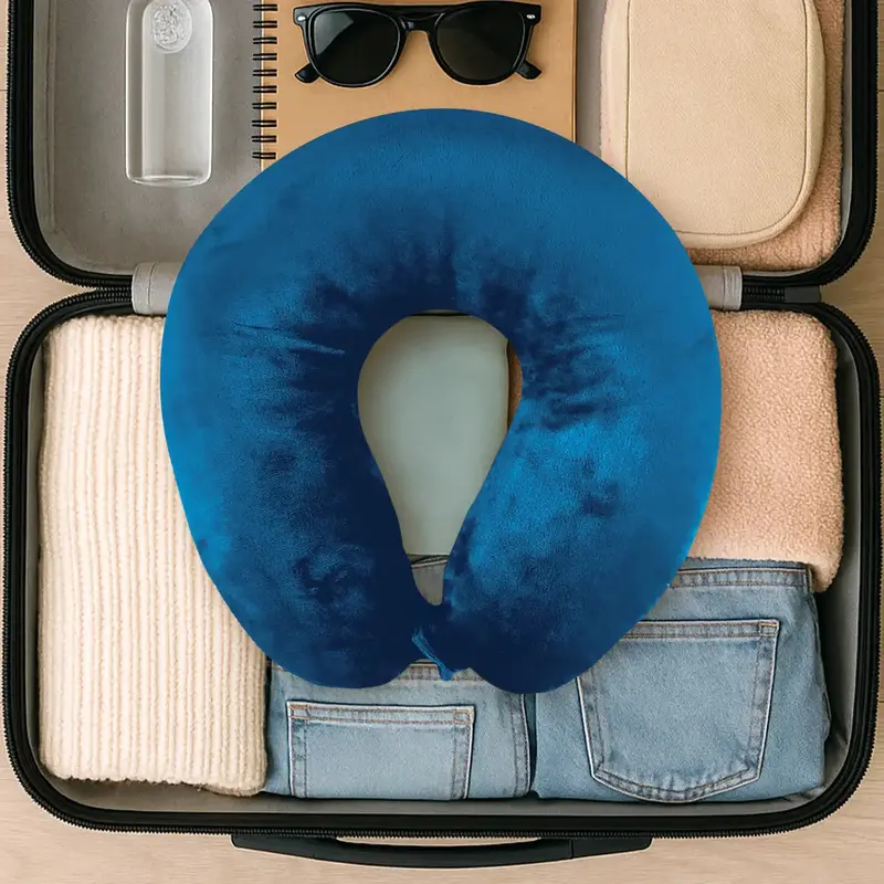 Almohada De Viaje Ergonómica, Color Azul Petróleo 2