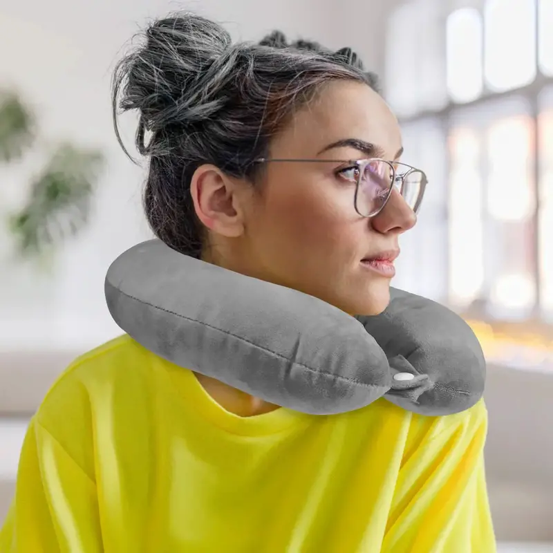 Almohada De Viaje Ergonómica, Gris 1