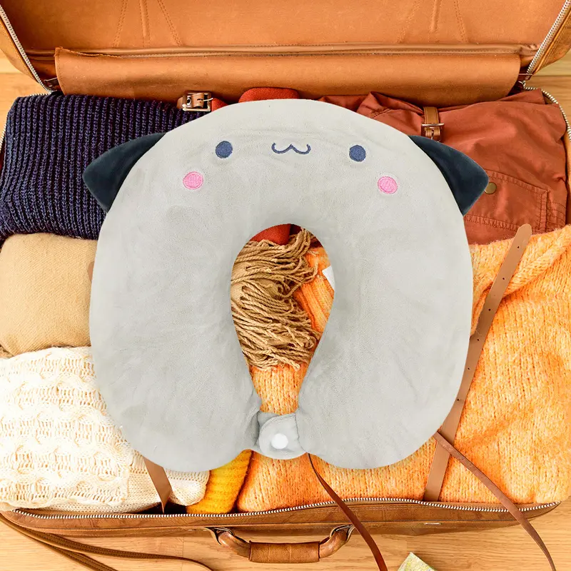 Almohada De Viaje Para Cuello, Color Gris 1