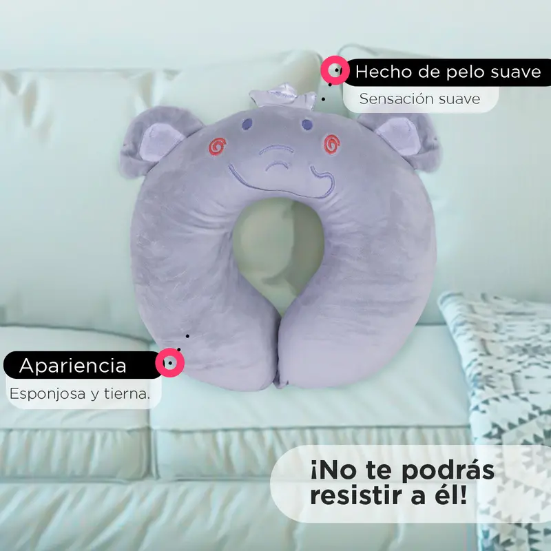 Almohada Para Viaje Con Diseño De Elefante Color Gris 1