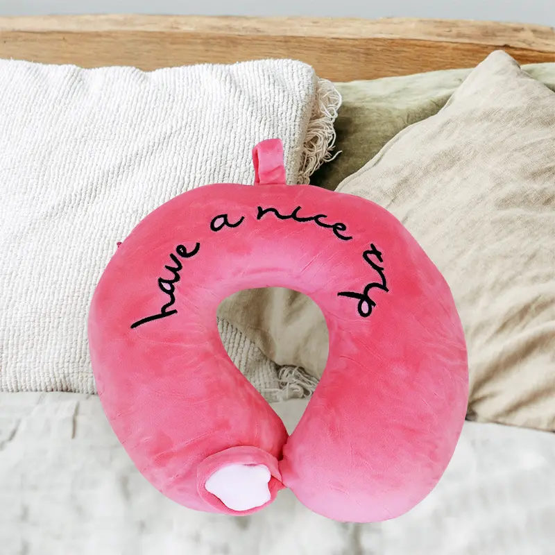 Almohada Para Viaje Con Diseño De Gato Color Durazno 1