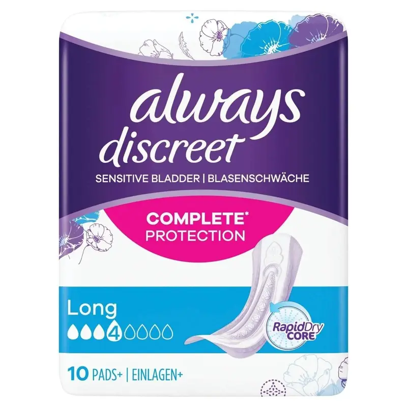 Always Discreet Incontinence Pads Long 10 Pcs 1
