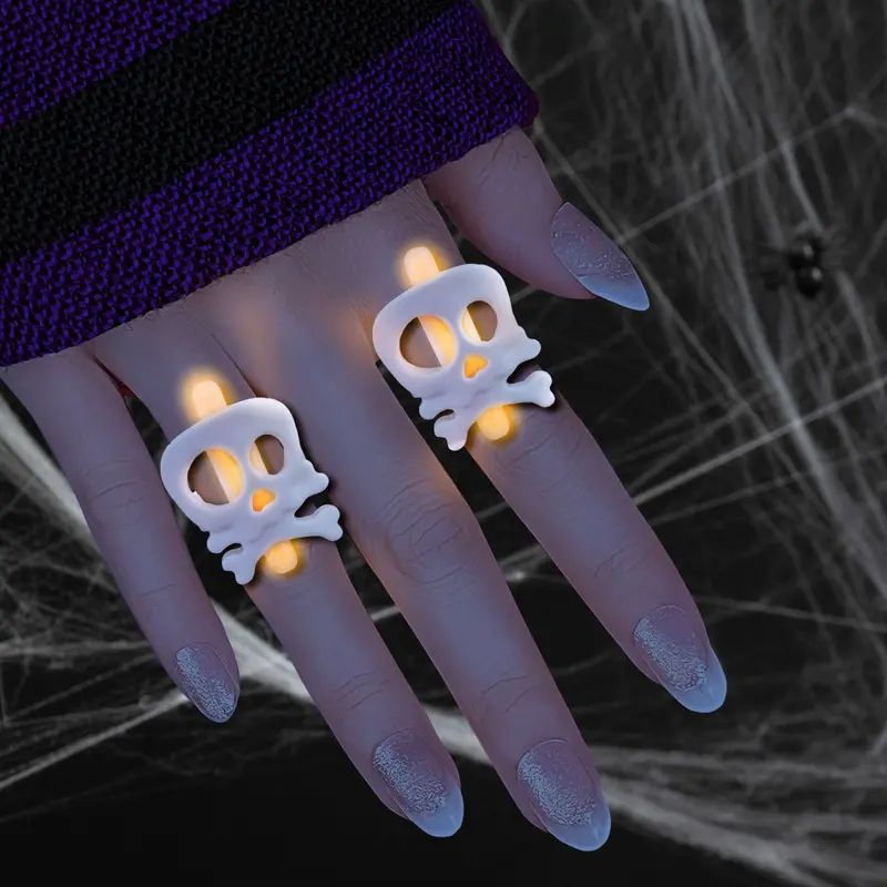 Anillos De Calavera Fluorescente Color Naranja 1