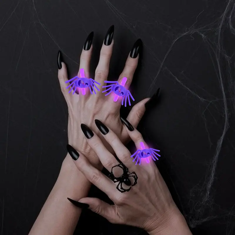 Anillos En Forma De Araña Fluorescente Color Morado 1
