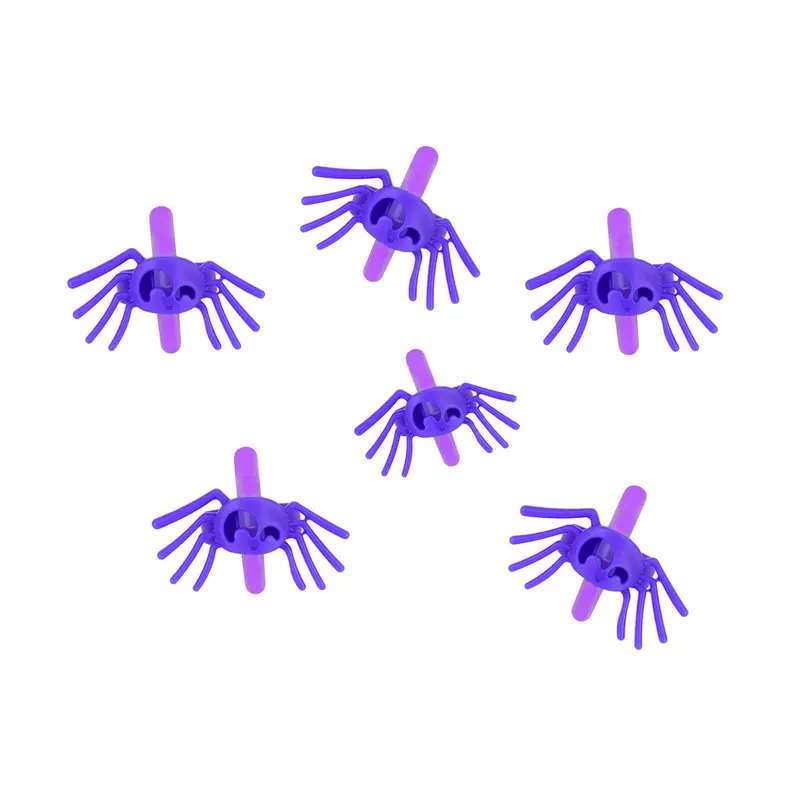 Anillos En Forma De Araña Fluorescente Color Morado 4 Piezas. 2