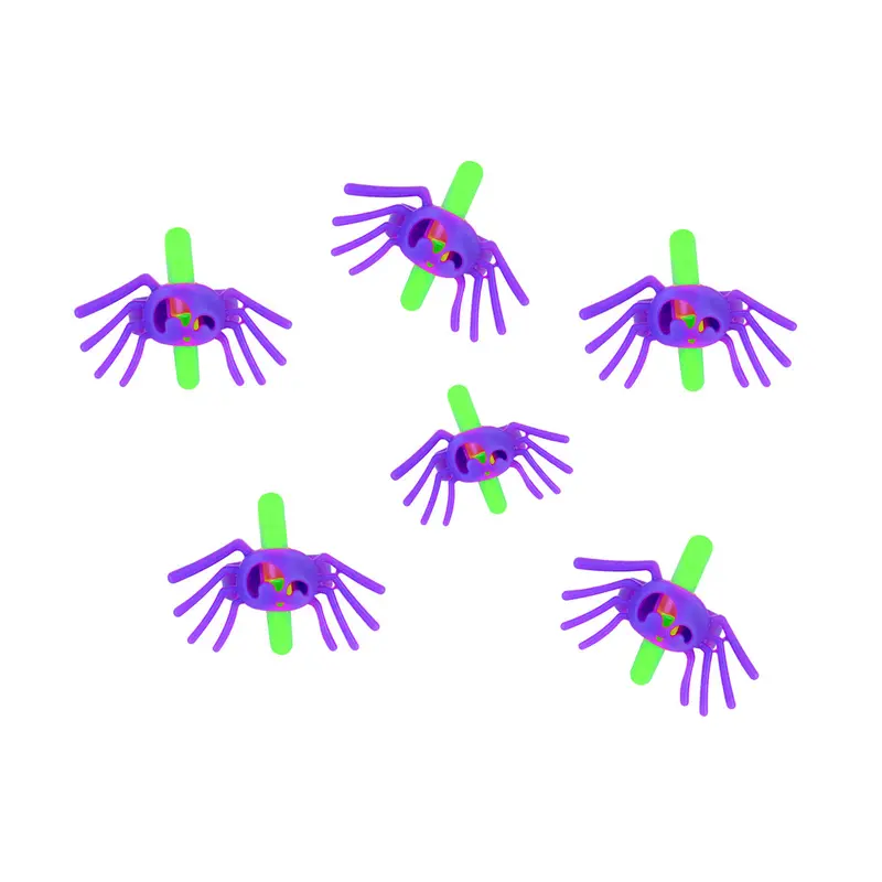 Anillos En Forma De Araña Fluorescente Color Verde, 4 Piezas. 2