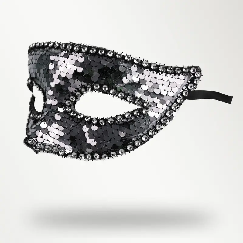 Antifaz Para Halloween Color Plata Con Lentejuelas 2