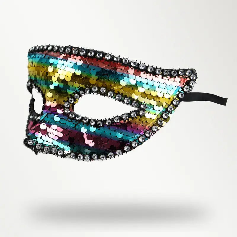 Antifaz Para Halloween Color Tornasol Con Lentejuelas 2