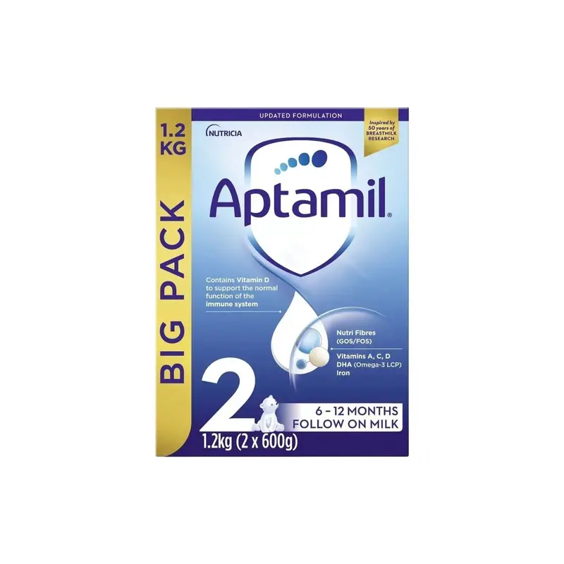 Aptamil 2 Follow On Milk Formula 6-12 Months 1.2Kg (2X600g) 1