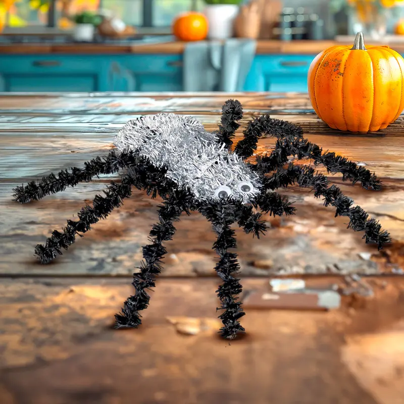 Araña De Tinsel Color Plata Para Halloween 2