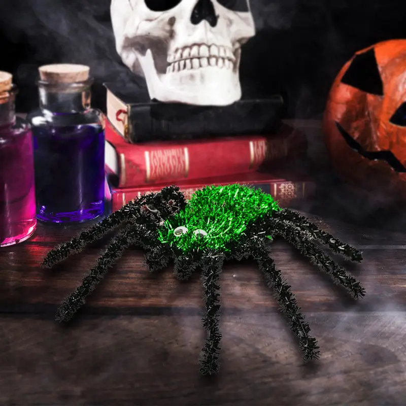Araña De Tinsel Color Verde Para Halloween 1