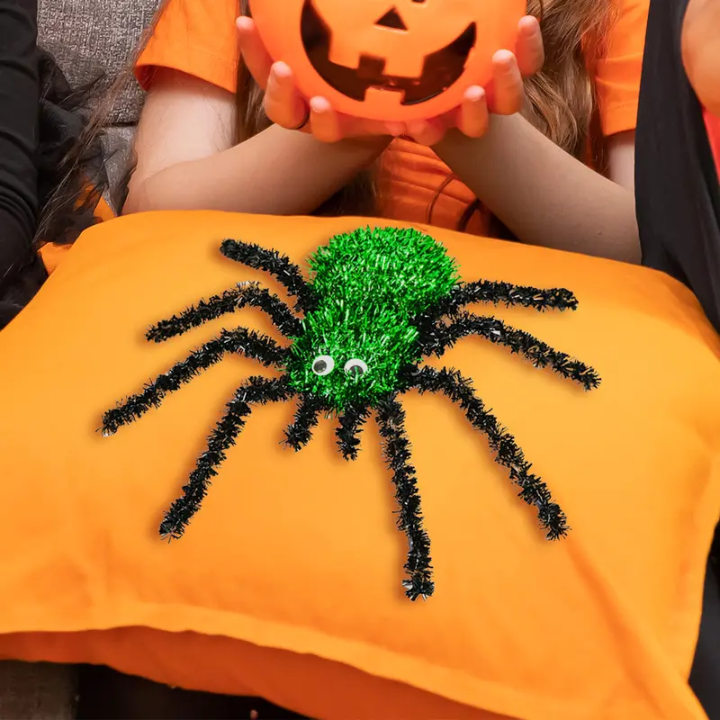 Araña De Tinsel Color Verde Para Halloween 2