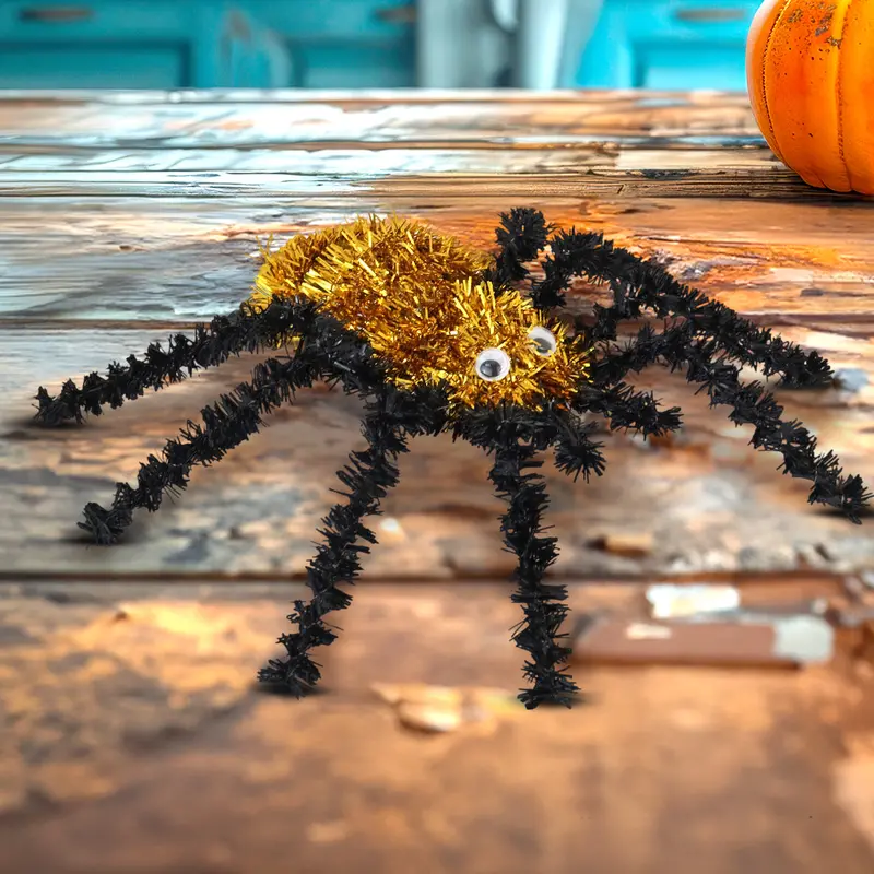 Araña, Tinsel, Color Negro Y Dorado 2