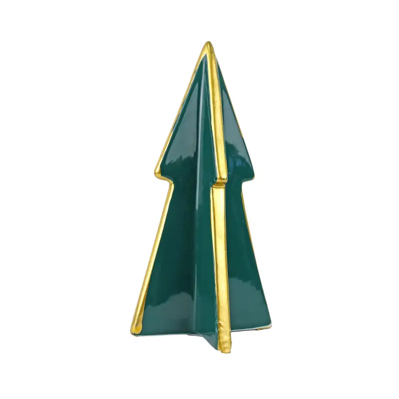 Árbol De Cerámica, Adorno De Mesa, Color Verde Y Dorado 2