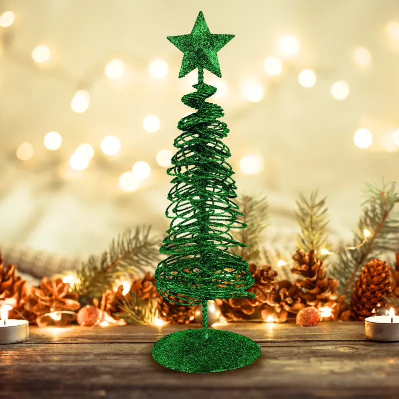 Árbol Navideño Brillante Decorativo, Color Verde, 10 Cm 1