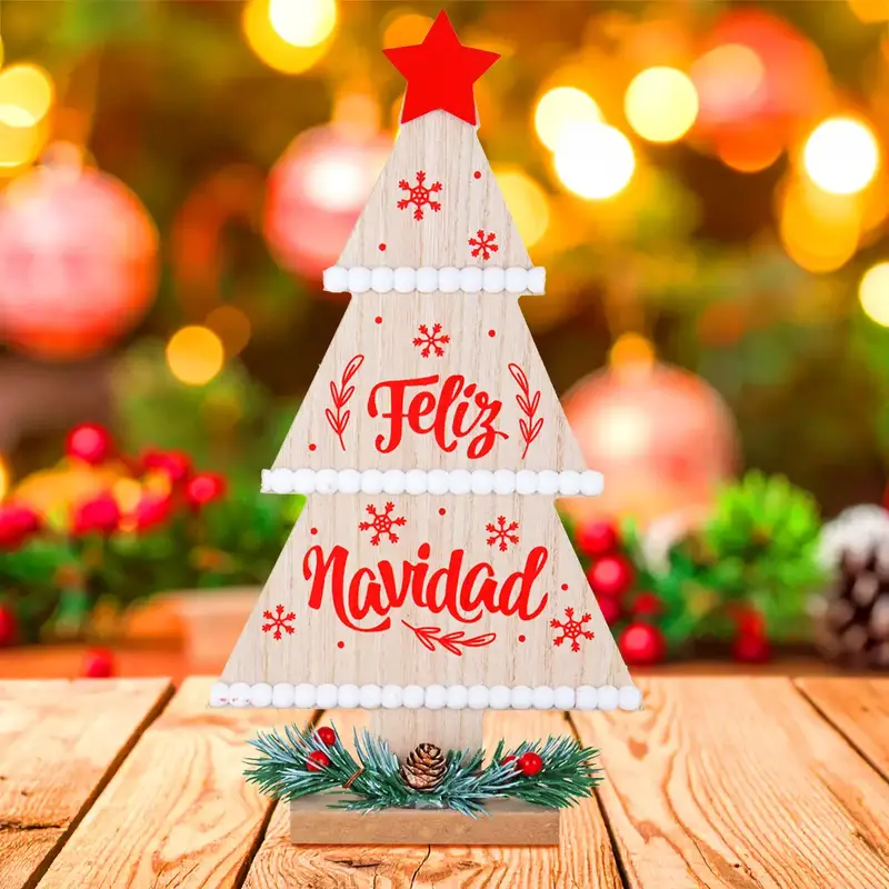 Árbol Navideño Para Decoración "Feliz Navidad" Mdf 1