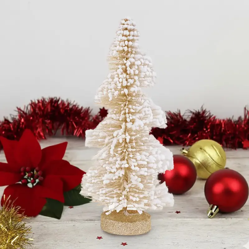 Árbol Nevado Artificial, Decoración De Mesa, Color Oro 2
