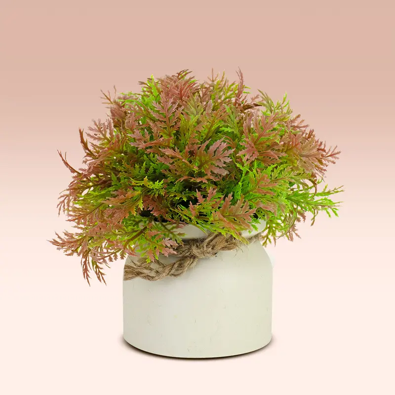 Arbusto Artificial Color Verde Con Rosa En Maceta 16X10x10cm 2