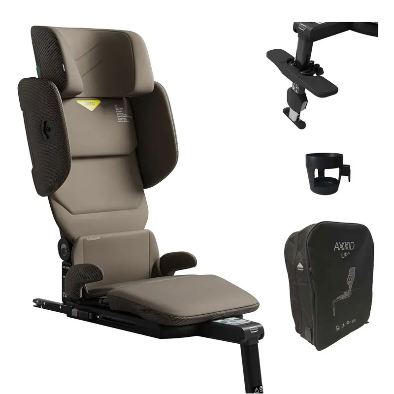 Axkid Up Highback Booster Seat & Accessories In Driftwood Beige 1