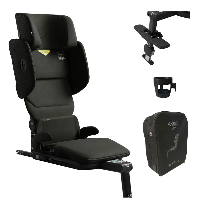Axkid Up Highback Booster Seat & Accessories In Forest Moss Green 1