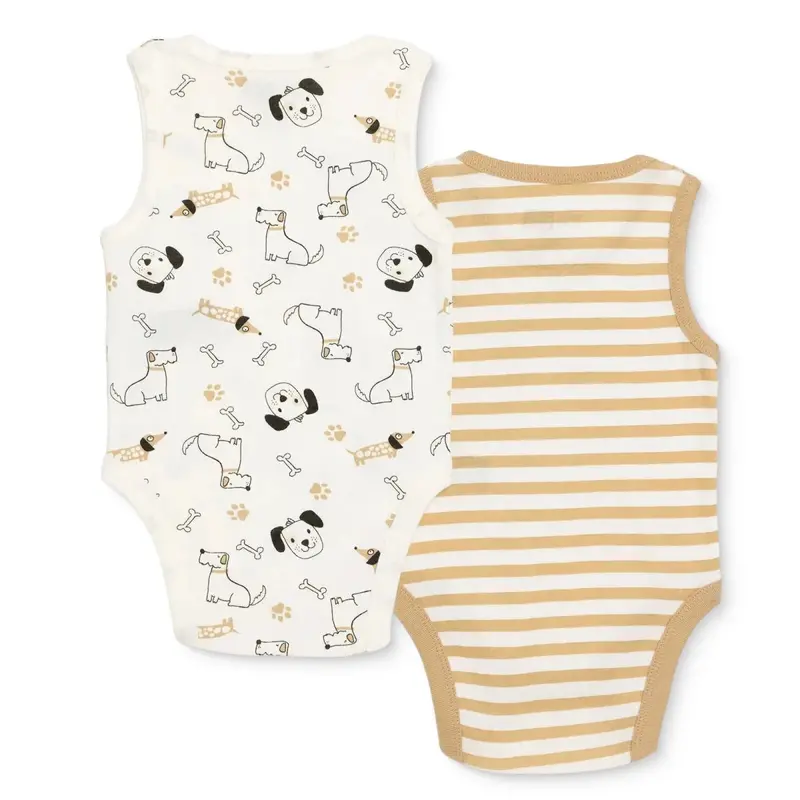 Baby Boy 2-Pack Sleeveless Bodysuits Animal Print Snap Fastening Crew Neck - Ecru 2