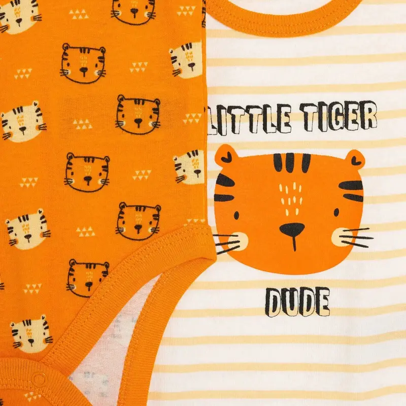 Baby Boy 2-Pack Sleeveless Bodysuits Animal Print Snap Fastening Crew Neck - Orange 5