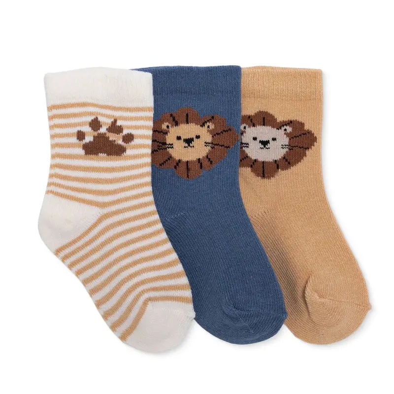 Baby Boy 3-Pack Ankle Socks Animal Print - Brown 1