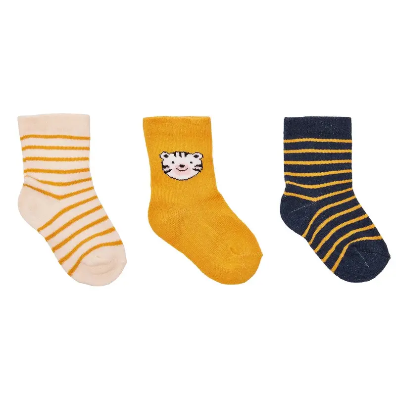 Baby Boy 3-Pack Ankle Socks Animal Print - Mustard 1