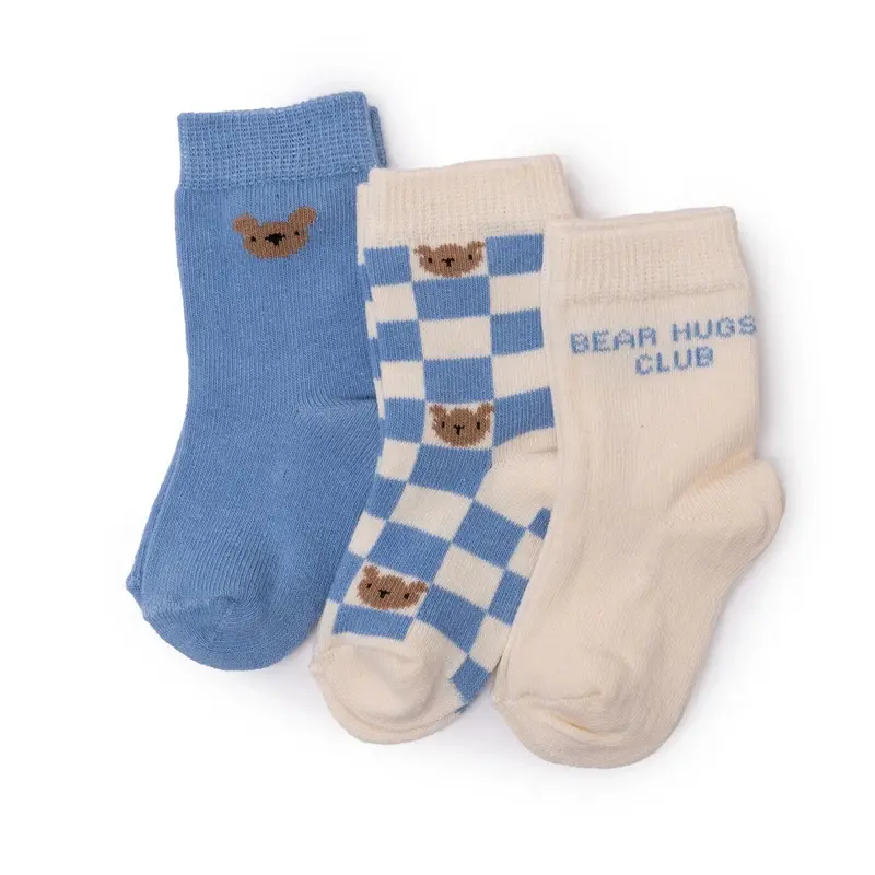 Baby Boy 3-Pack Ankle Socks Bear Print - Light Blue 1