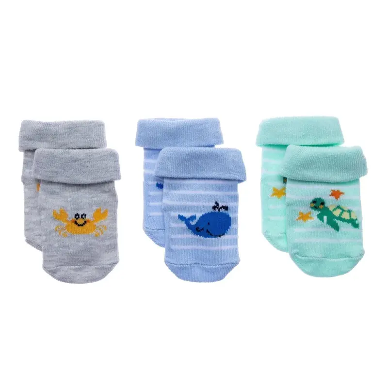 Baby Boy 3-Pack Rolled-Edge Socks - Blue 1