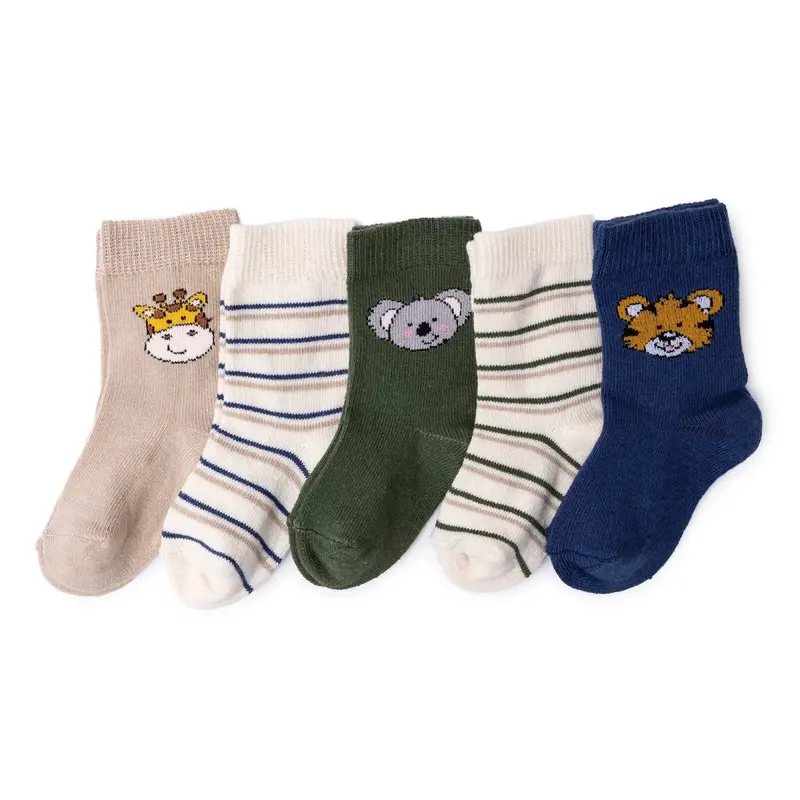 Baby Boy 5-Pack Ankle Socks Animal Print - Brown 1
