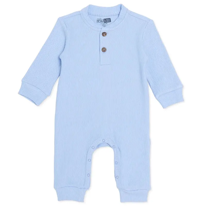 Baby Boy Footless Sleepsuit Floral Print Snap Fastening Crew Neck - Blue 1