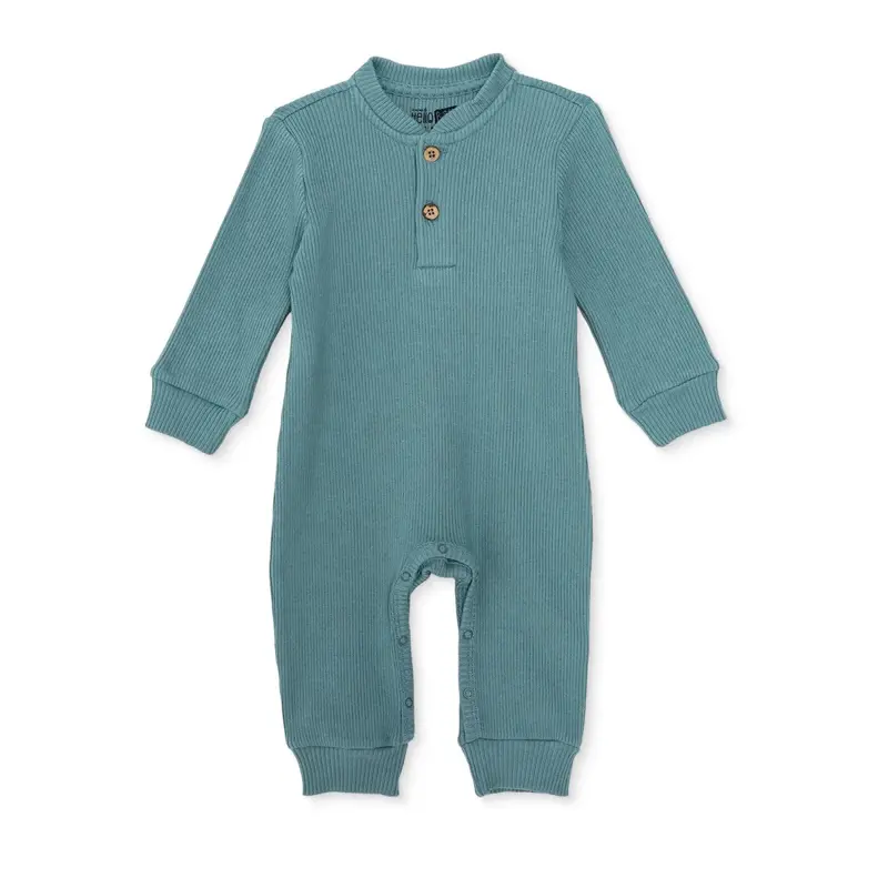 Baby Boy Footless Sleepsuit Floral Print Snap Fastening Crew Neck - Green 1
