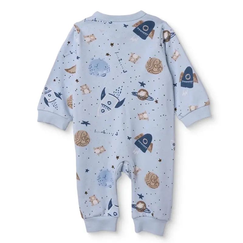 Baby Boy Footless Sleepsuit Galaxy Print Zip Fastening Crew Neck - Light Blue 3