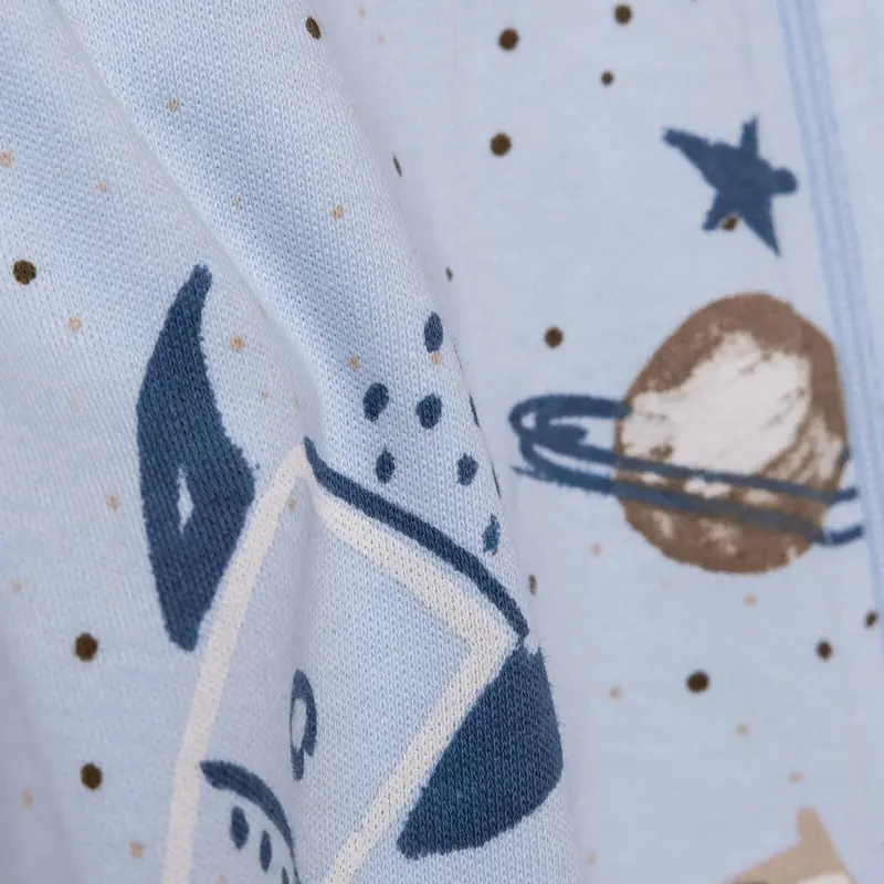 Baby Boy Footless Sleepsuit Galaxy Print Zip Fastening Crew Neck - Light Blue 6