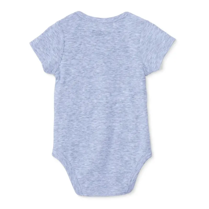 Baby Boy Short-Sleeve Bodysuit Animal Print Snap Fastening Envelope Neck - Grey Melange 2